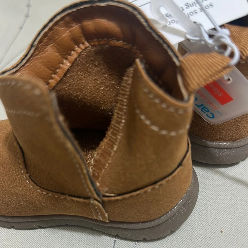 Carter's Brown and Gold Star Detail Boots